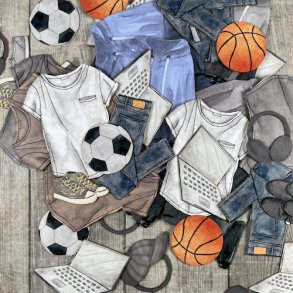 Die cuts - udstanset maskulint tj & forskellige bolde, computer, headset (Dan cuts 1981)