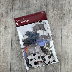 Die cuts - udstanset maskulint tj &amp; forskellige bolde, computer, headset (Dan cuts 1981)