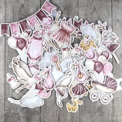 Die cuts - udstansede "Baby - lyserd" til db/navngivning/fdselsdag (Dan cuts 2873)