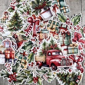 Die cuts - udstansede julemotiver; Kristtjrn & julebiler og meget mere (Dan cuts 2877)