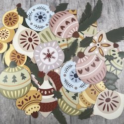 Die cuts - udstansede julemotiver; Julekugler, gran &amp; andet julepynt (Dan cuts 2884)