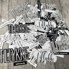Die cuts - udstansede TILLYKKE tekster, nr. 2 (Dan cuts 2887)
