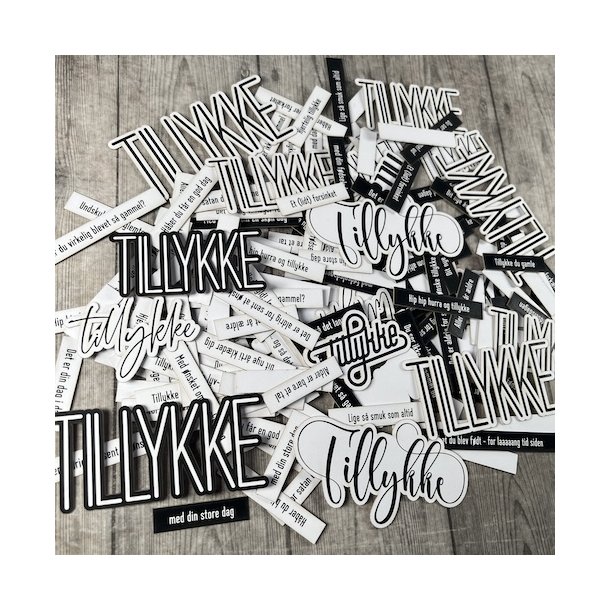 Die cuts - udstansede TILLYKKE tekster, nr. 2 (Dan cuts 2887)