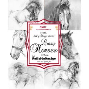 Felicita Toppers, smukke stregtegninger af heste, 18 ark, 6 designs, 9x9cm