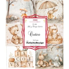 Felicita Toppers, Gammeldags leget�j; bamser, kaniner etc., 18 ark, 6 designs, 9x9cm