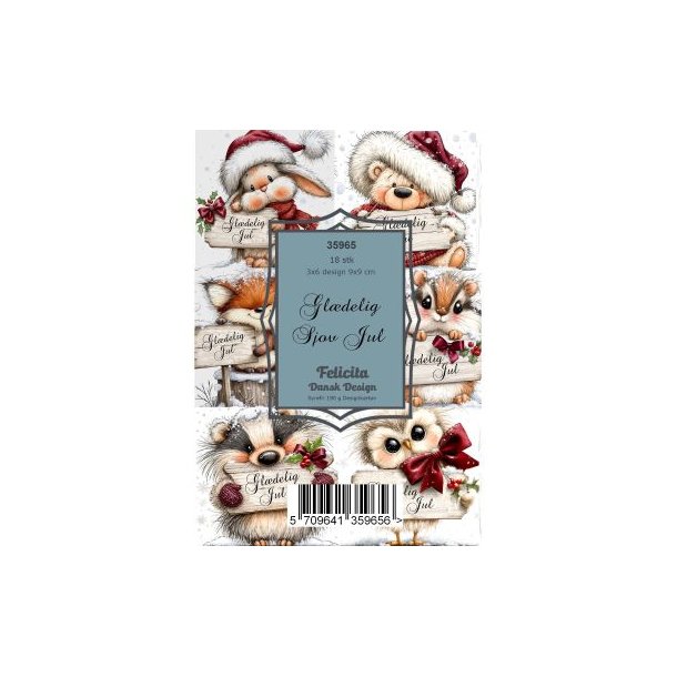 Felicita Toppers, Jul; S�de dyreb�rn �nsker gl�delig jul, 18 ark, 6 designs, 9x9cm