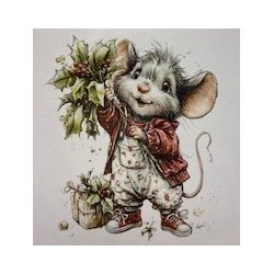 Felicita Toppers, Jul; S�de sk�nne julemus m/julebuketter, 18 ark, 6 designs, 9x9cm