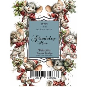 Felicita Toppers, Jul; S�de sk�nne julemus m/julebuketter, 18 ark, 6 designs, 9x9cm