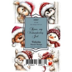 Felicita Toppers, Jul; S�de dyreb�rn og snemand leger i sneen, 18 ark, 6 designs, 9x9cm