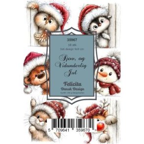 Felicita Toppers, Jul; S�de dyreb�rn og snemand leger i sneen, 18 ark, 6 designs, 9x9cm