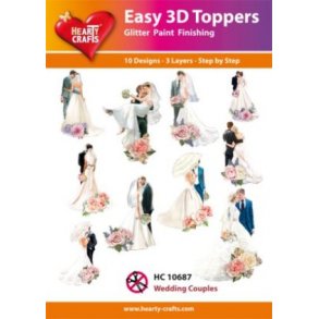 3D toppers - udstanset, forskellige motiver med brudepar, 10 ass. motiver; HC10687