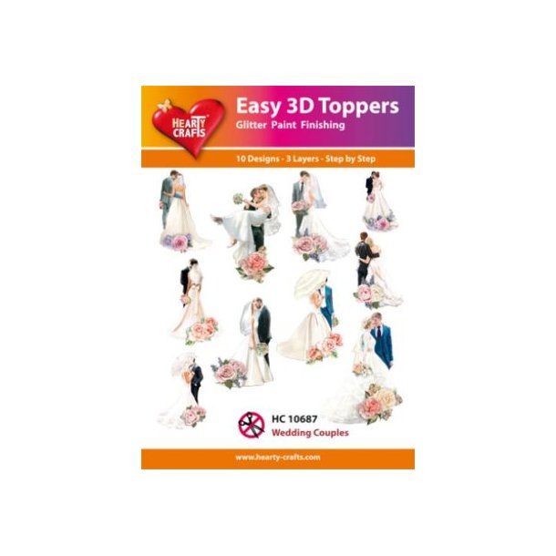 3D toppers - udstanset, forskellige motiver med brudepar, 10 ass. motiver; HC10687