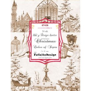 Felicita Toppers, smukke julebilleder i sepia-farver, 24 ark, 8 designs, 7x10cm