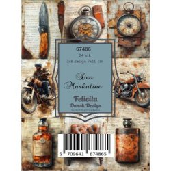 Felicita Toppers, "Maskuline motiver til herrekort", 24 ark, 8 designs, 7x10cm