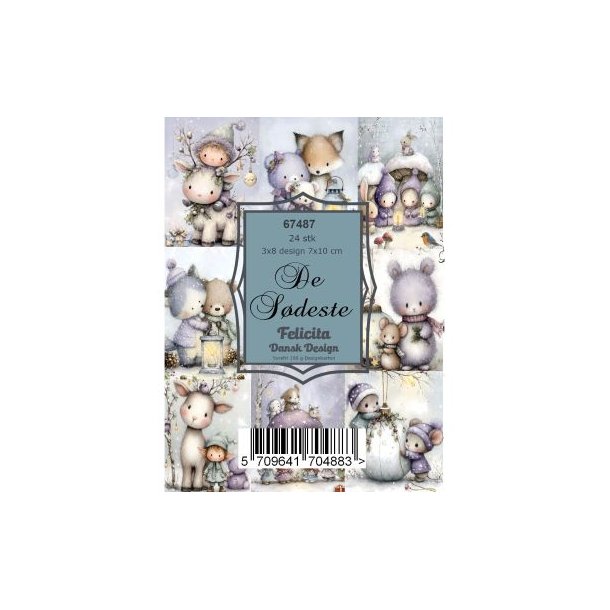 Felicita Toppers, Jul; De s�deste dyreb�rn, 24 ark, 8 designs, 7x10cm