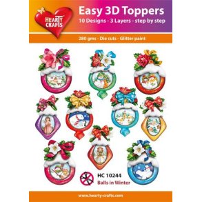 3D toppers - udstanset, jule-ornamenter, 10 ass. motiver, HC10244