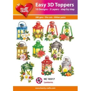 3D toppers - udstanset, smukke jule-lanterner, 10 ass. motiver, HC10317