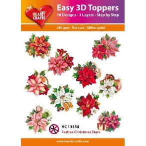 3D toppers - udstanset, smukke julestjerner, 10 ass. motiver, HC13354