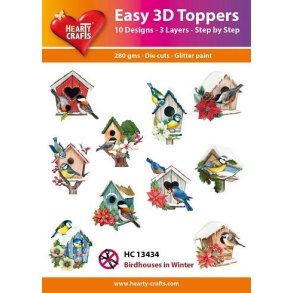3D toppers - udstanset, vinter/jule fuglehuse & smfugle, 10 ass. motiver, HC13434