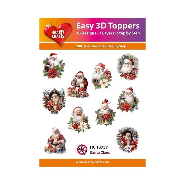 3D toppers - udstanset, Sknne gammeldags Julemnd, 10 ass. motiver, HC13737