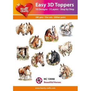 3D toppers - udstanset, sknne hestemotiver, 10 ass. motiver, HC13940