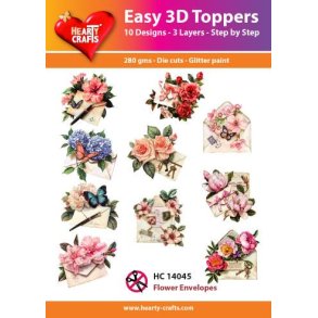 3D toppers - udstanset, vintage breve m/blomster, sommerfugle & andet pynt, 10 ass. motiver, HC14045