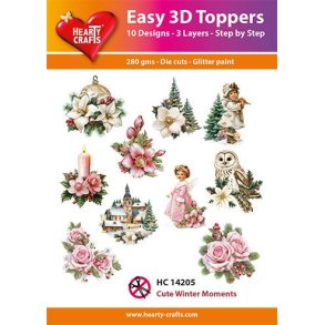3D toppers - udstanset, Smukke julemotiver m/blomster, 10 ass. motiver, HC14205