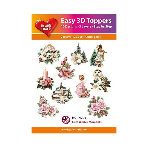 3D toppers - udstanset, Smukke julemotiver m/blomster, 10 ass. motiver, HC14205