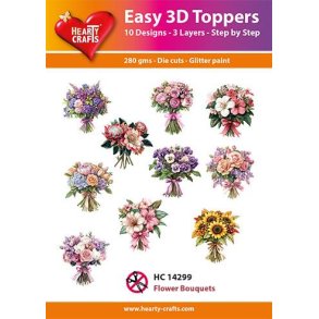 3D toppers - udstanset, smukke blomsterbuketter, 10 ass. motiver, HC14299