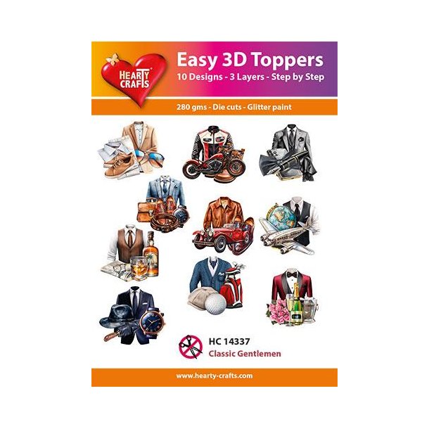 3D toppers - udstanset, Herretj &amp; udstyr, 10 ass. motiver, HC14337