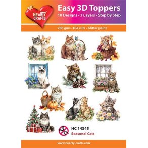 3D toppers - udstanset, sknne katte-motiver, 10 ass. motiver, HC14345