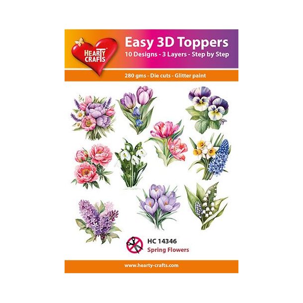 3D toppers - udstanset, smukke vinter- og for�rsblomster, 10 ass. motiver, HC14346