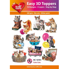 3D toppers - udstanset, forskellige motiver med katte, 10 ass. motiver; HC10781
