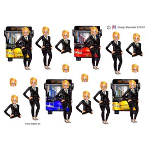 3D klippeark - Job, kvindelig buschauffr