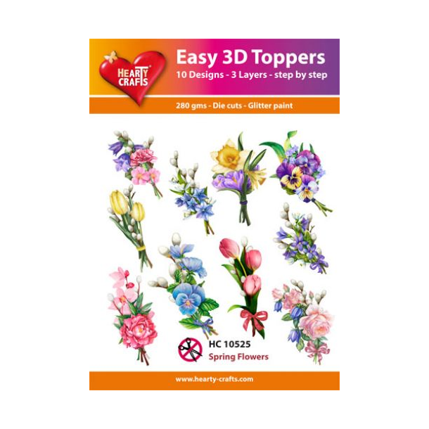 3D toppers - udstanset, blomsterbuket, 10 ass., HC10525