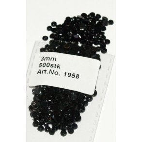Rhinsten 3mm, sort akryl m/sort bagside, ca. 500 stk.