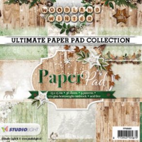 Designpapir 15x15cm, 170g, 36 ark, 9 julemotiver