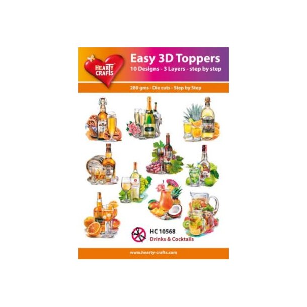 3D toppers - udstanset, l, vin, drinks 10 ass., HC10568