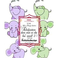 Felicita Toppers, 9x9cm, 18 ark, 6 forskellige elefanter, lilla/gr�n