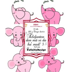 Felicita Toppers, 9x9cm, 18 ark, 6 forskellige elefanter, lyser�d/pink