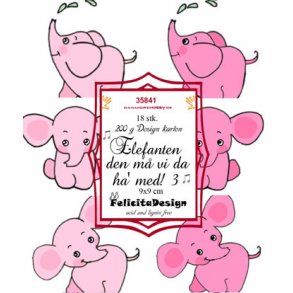 Felicita Toppers, 9x9cm, 18 ark, 6 forskellige elefanter, lyser�d/pink