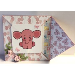 Felicita Toppers, 9x9cm, 18 ark, 6 forskellige elefanter, lyser�d/pink