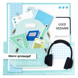 Die cuts - Skole ting; bger, lineal, rygsk, penalhus etc. (Marianne Design VK9629)