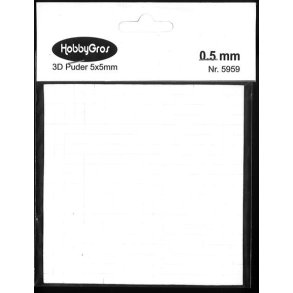 3D klbepuder 0,5mm, tern 5x5mm, 400 puder/ark