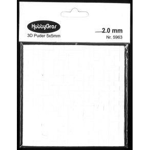 3D klbepuder 2mm, tern 5x5mm, 400 puder/ark