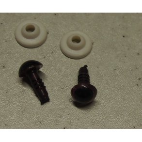 Glasjne m/sikkerhedsskive, brun med sort pupil, 15mm, 2 par