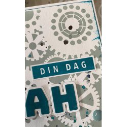 Stencil fra Design5, D5S004, tandhjul, ca. 14x14cm
