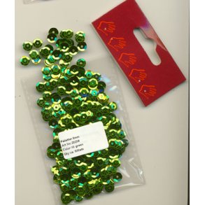 Pailletter 6mm, buet m/hul, ca. 500 stk., lime grnne