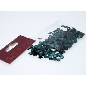 Pailletter 6mm, buet m/hul, ca. 500 stk., Mrkegrnne