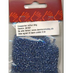 Glasperler, Rocailles 2,5mm, ca. 20g, mrkebl m/slvkerne